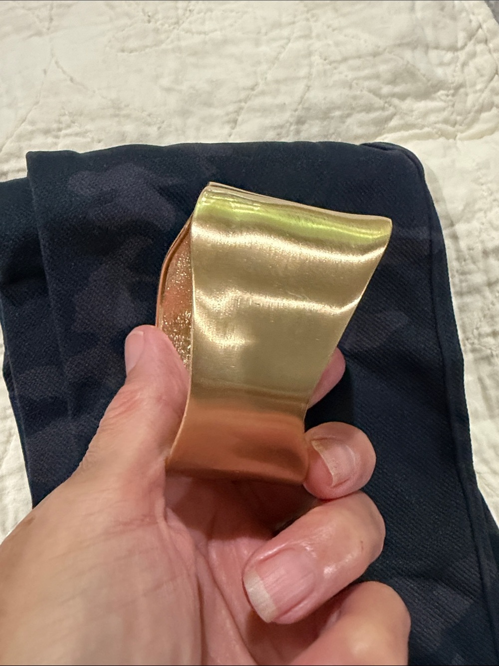 Wide Gold Wavy Metal Cuff Bracelet - Picture 4 of 4